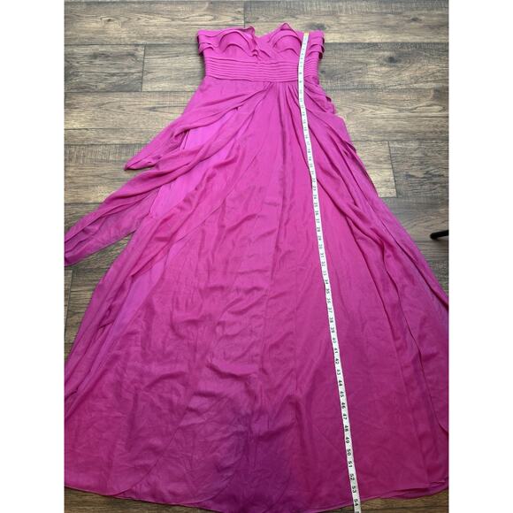 Vintage Y2K Cache Strapless Chiffon Long Formal Gown Dress Flowy Pink Sz 8 NWT - Picture 9 of 9